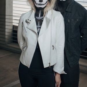 White leather vintage moto jacket